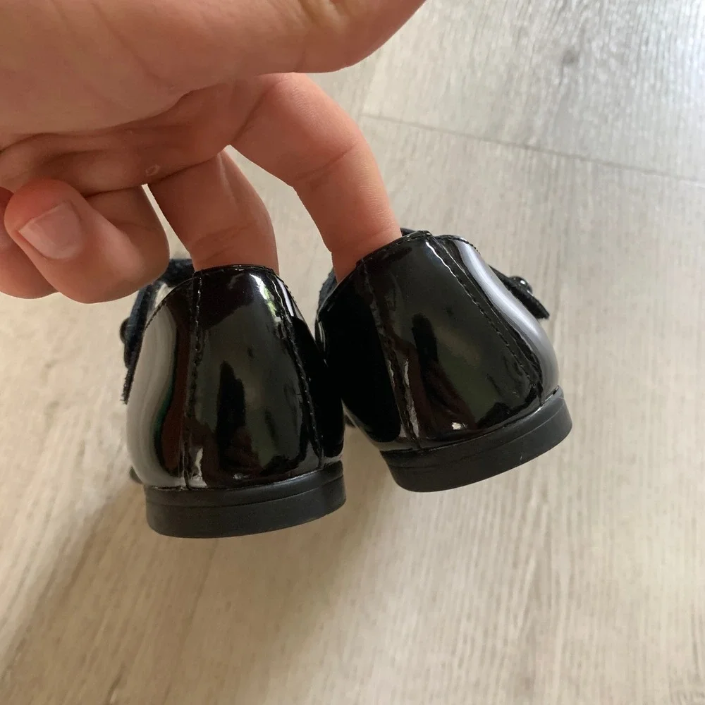Footmates Emma Black Patent Leather Mary Jane Dress Shoes Kids Size 12 Medium